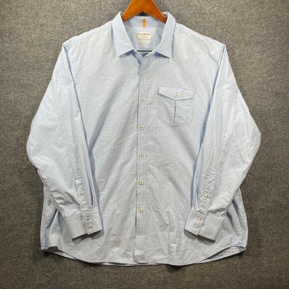 Tommy Bahama Jeans Island Crafted Button Up Shirt Men's XXL Blue Geometric AOP - Picture 1 of 11